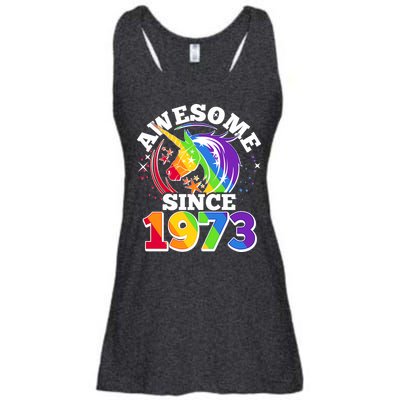 Rainbow Unicorn Awesome Since 1973 50th Birthday Ladies Essential Flowy Tank