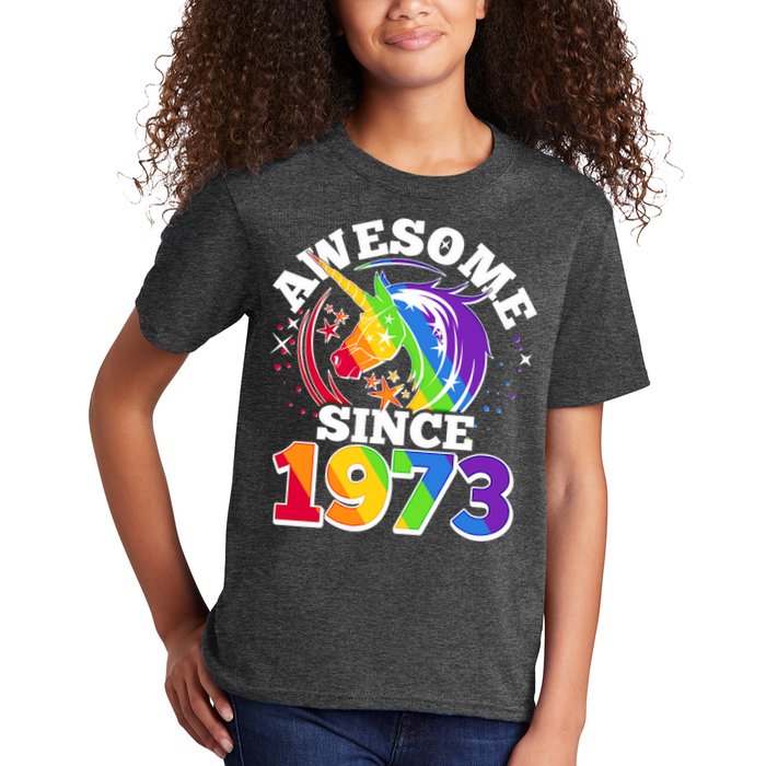 Rainbow Unicorn Awesome Since 1973 50th Birthday Kids T-Shirt