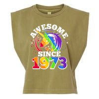 Rainbow Unicorn Awesome Since 1973 50th Birthday Garment-Dyed Women's Muscle Tee
