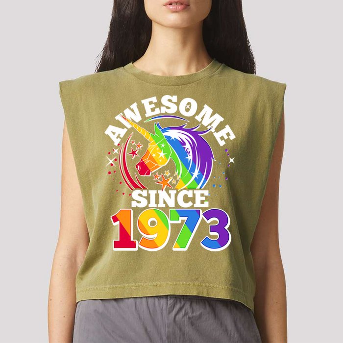 Rainbow Unicorn Awesome Since 1973 50th Birthday Garment-Dyed Women's Muscle Tee