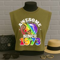 Rainbow Unicorn Awesome Since 1973 50th Birthday Garment-Dyed Women's Muscle Tee