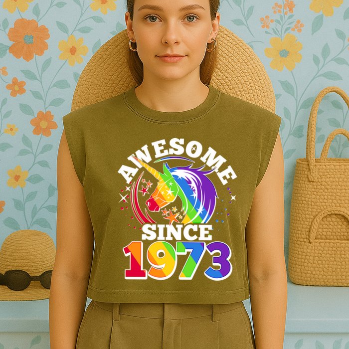 Rainbow Unicorn Awesome Since 1973 50th Birthday Garment-Dyed Women's Muscle Tee