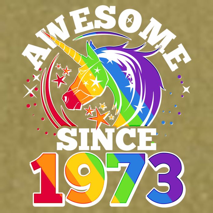 Rainbow Unicorn Awesome Since 1973 50th Birthday Garment-Dyed Women's Muscle Tee