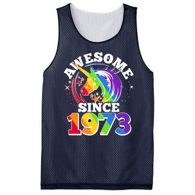 Rainbow Unicorn Awesome Since 1973 50th Birthday Mesh Reversible Basketball Jersey Tank