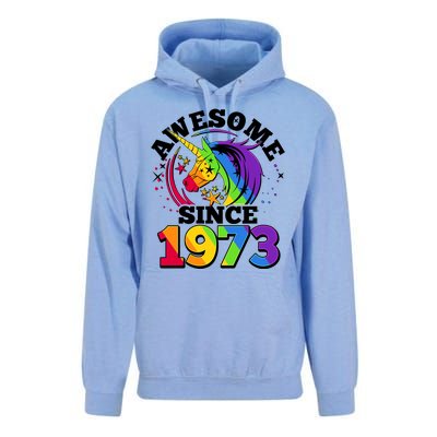 Rainbow Unicorn Awesome Since 1973 50th Birthday Unisex Surf Hoodie