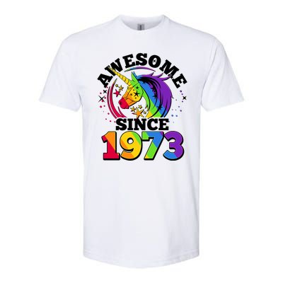 Rainbow Unicorn Awesome Since 1973 50th Birthday Softstyle® CVC T-Shirt