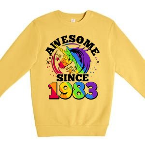 Rainbow Unicorn Awesome Since 1983 40th Birthday Premium Crewneck Sweatshirt