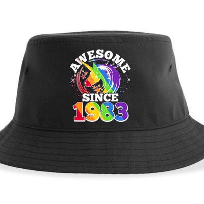 Rainbow Unicorn Awesome Since 1983 40th Birthday Sustainable Bucket Hat