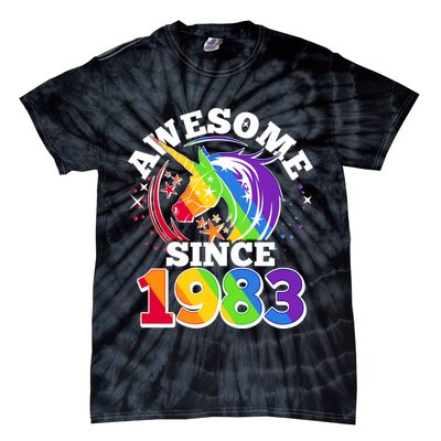 Rainbow Unicorn Awesome Since 1983 40th Birthday Tie-Dye T-Shirt