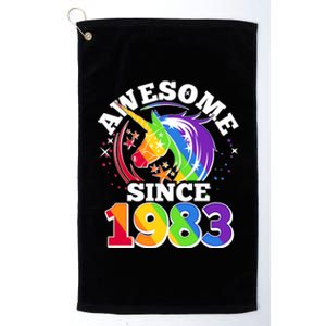 Rainbow Unicorn Awesome Since 1983 40th Birthday Platinum Collection Golf Towel