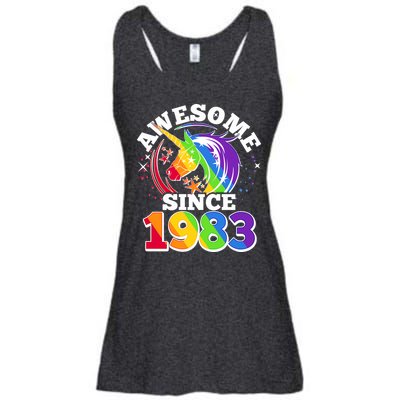 Rainbow Unicorn Awesome Since 1983 40th Birthday Ladies Essential Flowy Tank