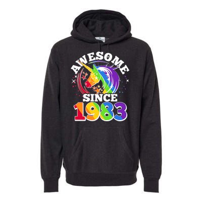 Rainbow Unicorn Awesome Since 1983 40th Birthday Premium Hoodie