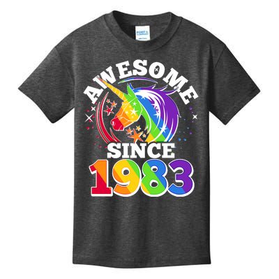 Rainbow Unicorn Awesome Since 1983 40th Birthday Kids T-Shirt