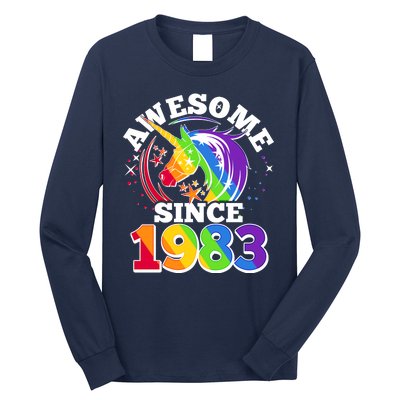 Rainbow Unicorn Awesome Since 1983 40th Birthday Long Sleeve Shirt