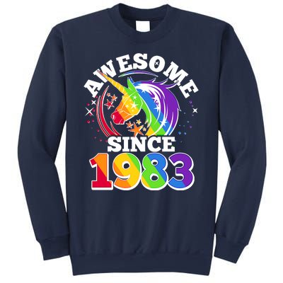 Rainbow Unicorn Awesome Since 1983 40th Birthday Sweatshirt