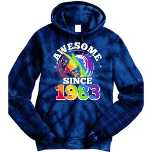 Rainbow Unicorn Awesome Since 1983 40th Birthday Tie Dye Hoodie