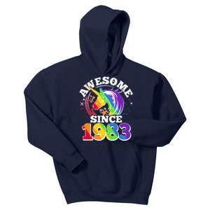 Rainbow Unicorn Awesome Since 1983 40th Birthday Kids Hoodie