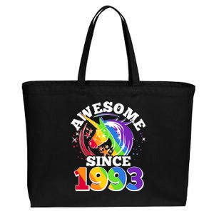 Rainbow Unicorn Awesome Since 1993 30th Birthday Cotton Canvas Jumbo Tote