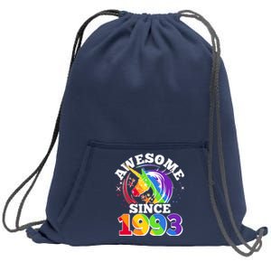 Rainbow Unicorn Awesome Since 1993 30th Birthday Sweatshirt Cinch Pack Bag