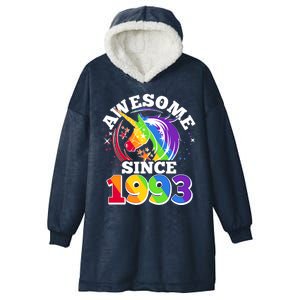 Rainbow Unicorn Awesome Since 1993 30th Birthday Hooded Wearable Blanket