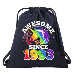 Rainbow Unicorn Awesome Since 1993 30th Birthday Drawstring Bag