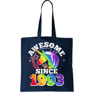 Rainbow Unicorn Awesome Since 1993 30th Birthday Tote Bag