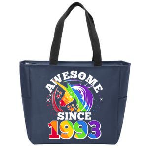 Rainbow Unicorn Awesome Since 1993 30th Birthday Zip Tote Bag