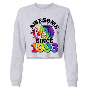 Rainbow Unicorn Awesome Since 1993 30th Birthday Cropped Pullover Crew