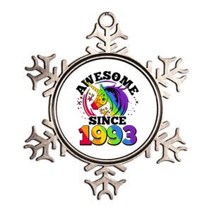 Rainbow Unicorn Awesome Since 1993 30th Birthday Metallic Star Ornament