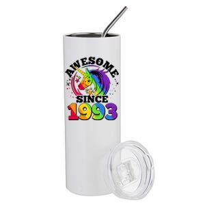 Rainbow Unicorn Awesome Since 1993 30th Birthday Stainless Steel Tumbler