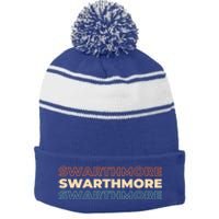 Retro Us American City Vintage Pennsylvania Swarthmore Great Gift Stripe Pom Pom Beanie