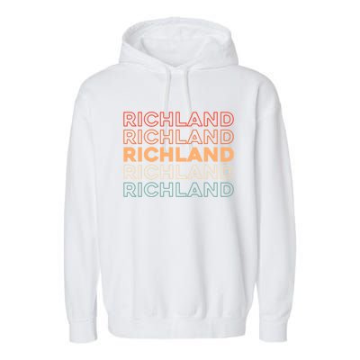 Retro Us American City Usa Vintage Washington Richland Gift Garment-Dyed Fleece Hoodie