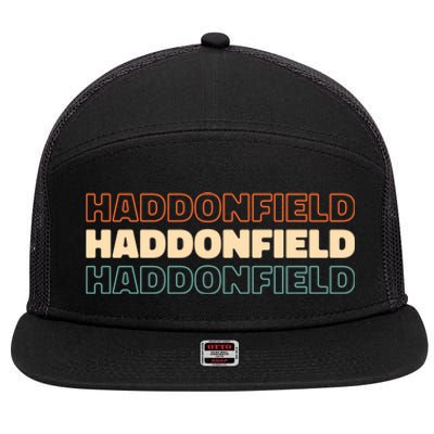 Retro Us American City Vintage New Jersey Haddonfield Cool Gift 7 Panel Mesh Trucker Snapback Hat