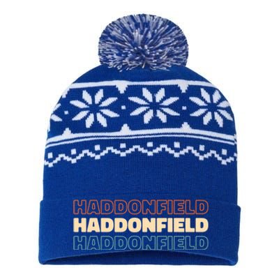 Retro Us American City Vintage New Jersey Haddonfield Cool Gift USA-Made Snowflake Beanie