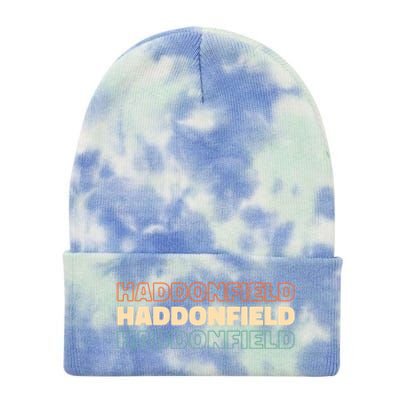 Retro Us American City Vintage New Jersey Haddonfield Cool Gift Tie Dye 12in Knit Beanie