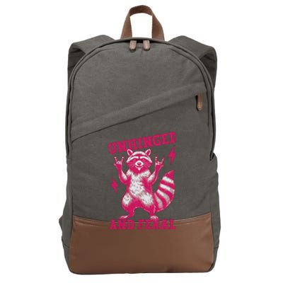 Raccoon Unhinged And Feral Retro Funny Raccoon Feral Summer Cotton Canvas Backpack