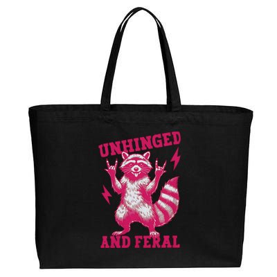 Raccoon Unhinged And Feral Retro Funny Raccoon Feral Summer Cotton Canvas Jumbo Tote