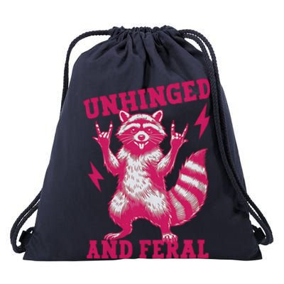 Raccoon Unhinged And Feral Retro Funny Raccoon Feral Summer Drawstring Bag