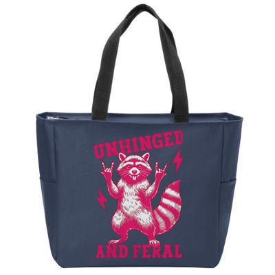 Raccoon Unhinged And Feral Retro Funny Raccoon Feral Summer Zip Tote Bag