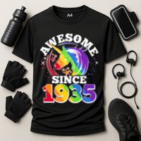 Rainbow Unicorn Awesome Since 1935 90th Birthday Performance Shirt