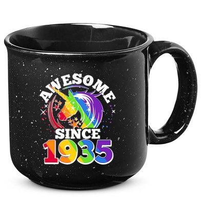 Rainbow Unicorn Awesome Since 1935 90th Birthday 15oz Campfire Ceramic Mug