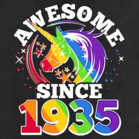 Rainbow Unicorn Awesome Since 1935 90th Birthday Hat