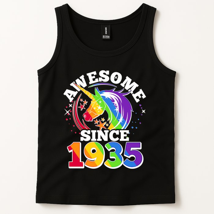 Rainbow Unicorn Awesome Since 1935 90th Birthday Tank Top