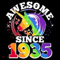 Rainbow Unicorn Awesome Since 1935 90th Birthday Tank Top
