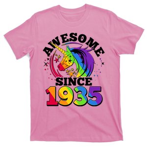 Rainbow Unicorn Awesome Since 1935 90th Birthday T-Shirt