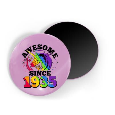 Rainbow Unicorn Awesome Since 1935 90th Birthday Magnet