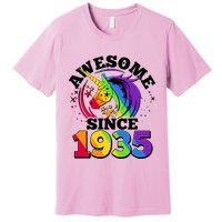 Rainbow Unicorn Awesome Since 1935 90th Birthday Premium T-Shirt