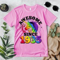 Rainbow Unicorn Awesome Since 1935 90th Birthday Premium T-Shirt