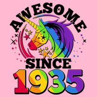 Rainbow Unicorn Awesome Since 1935 90th Birthday Premium T-Shirt