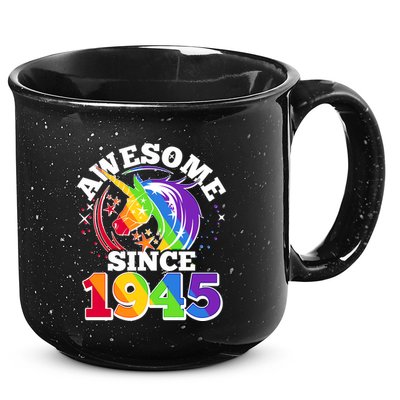 Rainbow Unicorn Awesome Since 1945 80th Birthday 15oz Campfire Ceramic Mug